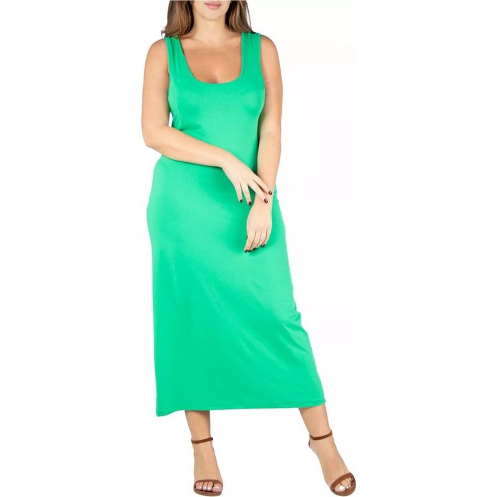24seven Womens Plus Size Simple Tank Maxi Dress, NWT